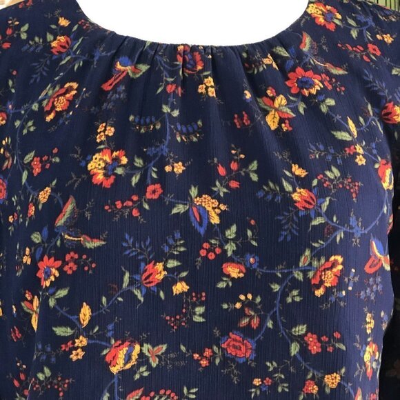Madewell Floral Bell Sleeve Blouse - Navy and Red - Picture 9 of 12